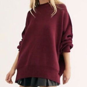 FREE PEOPLE Easy Street Tunic Sweater ~ Burgundy ~ XS